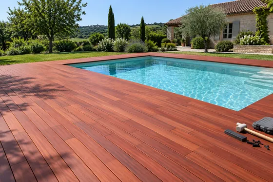 Terrasse padouk posé — mise en situation